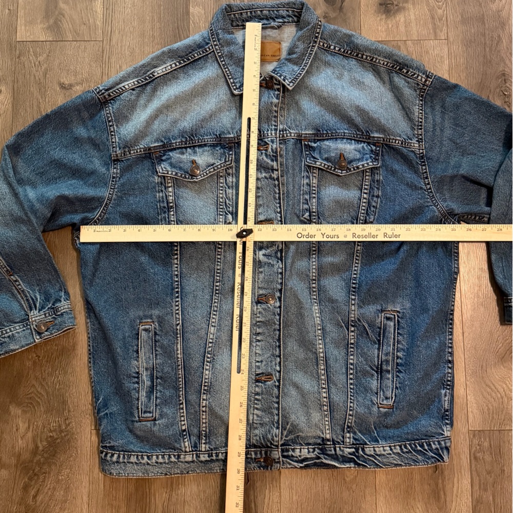 American Eagle Denim Jacket XL Oversized Medium Wash Blue - Picture 5 of 5